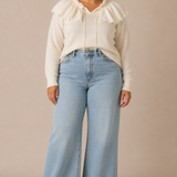 Vintage Ruffle Collar Knit Sweater M/L