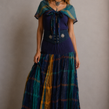 Vintage Boho Prairie Dress | Off Shoulder Cotton Stretch Dress | Size 10