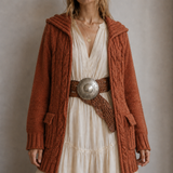 Hand Knitted Burnt Orange Bohemian Cardigan s