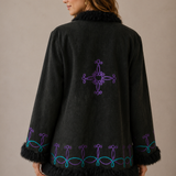 Vintage Black Purple & Tourquoise Penny Lane Coat M/L 12/14