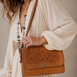 Vintage Hand-Tooled Leather Shoulder Bag