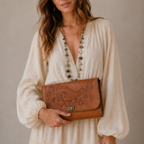 Vintage Hand-Tooled Leather Shoulder Bag