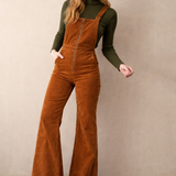 Rollas Rust Corduroy Dungarees – 70s Inspired Flared Overalls 26/8