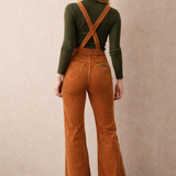 Rollas Rust Corduroy Dungarees – 70s Inspired Flared Overalls 26/8