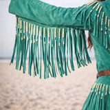 Emerald Fringe Suede Jacket – Custom Made Mexico rrp$600+