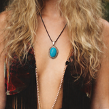 sterling silver turquoise stone pendant necklace
