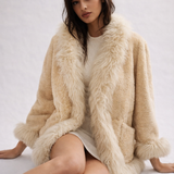 Vintage 1970s Sheepskin Coat – Cream Shearling Jacket size 12