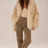 Vintage 1970s Sheepskin Coat – Cream Shearling Jacket size 12