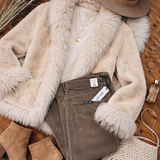 Vintage 1970s Sheepskin Coat – Cream Shearling Jacket size 12