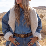 vintage usa tooled leather thunderbird belt – size 32