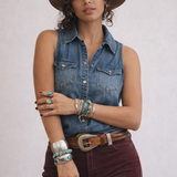 Vintage Tooled Western Leather Concho Belt – Adjustable Size 32