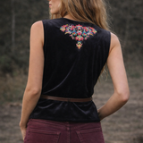 Vintage Embroidered Velvet Vest (Fits AU 8–10)