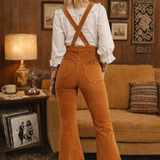 Rollas Rust Corduroy Dungarees – 70s Inspired Flared Overalls 28/10