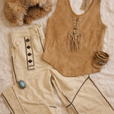 Vintage Suede Fringe Top M