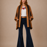 vintage 70s suede leather Poncho S/M