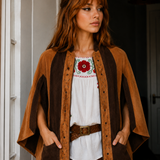 vintage 70s suede leather Poncho S/M