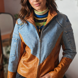 Vintage Vera Pelle Leather &amp; Denim Jacket | Size M