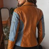 Vintage Vera Pelle Leather &amp; Denim Jacket | Size M