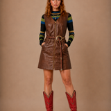 Original 60s/70s Leather Zip Vest Dress/Vest size M 9/10