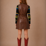 Original 60s/70s Leather Zip Vest Dress/Vest size M 9/10
