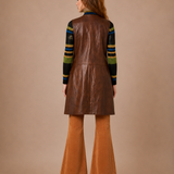 Original 60s/70s Leather Zip Vest Dress/Vest size M 9/10