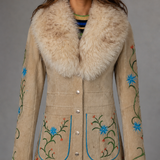Custom Painted Sheepskin Suede Penny Lane Coat XS/S