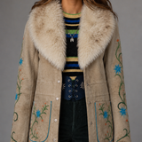 Custom Painted Sheepskin Suede Penny Lane Coat XS/S