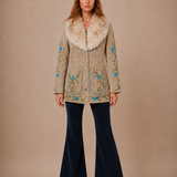 Custom Painted Sheepskin Suede Penny Lane Coat XS/S