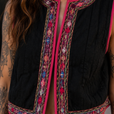 Vintage Embroidered Quilted Vest – Made in India