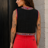 Vintage Embroidered Quilted Vest – Made in India
