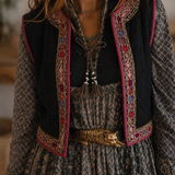 Vintage Embroidered Quilted Vest – Made in India