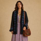 Vintage Black Purple & Tourquoise Penny Lane Coat M/L 12/14