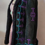 Vintage Black Purple & Tourquoise Penny Lane Coat M/L 12/14