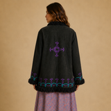 Vintage Black Purple & Tourquoise Penny Lane Coat M/L 12/14