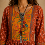 Indian Size 40 Cotton Embroidered Boho Maxi Dress