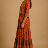 Indian Size 40 Cotton Embroidered Boho Maxi Dress