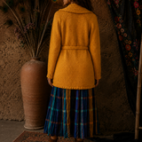 Handmade Mustard Wool Knit Cardigan | Chunky Boho Tie Waist Cardigan | Oversized Artisan Knit