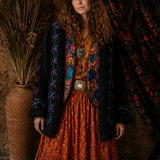 Vintage Black Purple & Tourquoise Penny Lane Coat M/L 12/14