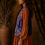 Embroidered Indian Floral Vest M