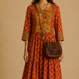 Hand-Tooled Vintage Leather Crossbody Bag