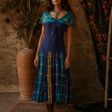 Vintage Boho Prairie Dress | Off Shoulder Cotton Stretch Dress | Size 10
