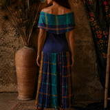Vintage Boho Prairie Dress | Off Shoulder Cotton Stretch Dress | Size 10