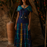 Vintage Boho Prairie Dress | Off Shoulder Cotton Stretch Dress | Size 10