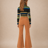 Retro Y2K Metallic Striped Stretch Turtleneck Sweater