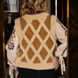 Vintage Sheepskin Suede Quilted Vest S/M
