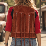 Vintage Western Leathercraft Suede Fringe Vest roughly 12/14