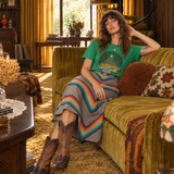 Vintage Rainbow Chevron Midi Skirt s/xs