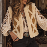 Vintage Sheepskin Suede Quilted Vest S/M