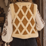 Vintage Sheepskin Suede Quilted Vest S/M