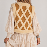Vintage Sheepskin Suede Quilted Vest S/M